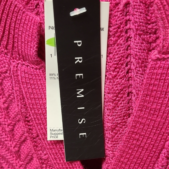 NWT Premise Fuchsia Pink Sleeveless Crochet Sweater & Scallop Bottom Y2K XL - Picture 3 of 9